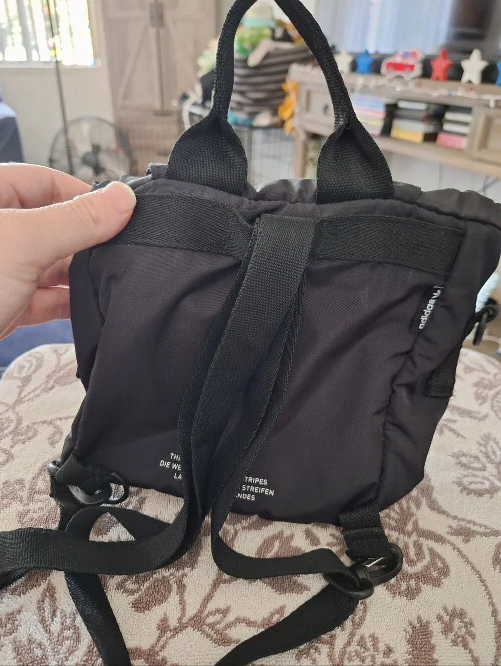 adidas Black Mini Messenger Bag with Trefoil Patch - Picture 3 of 4
